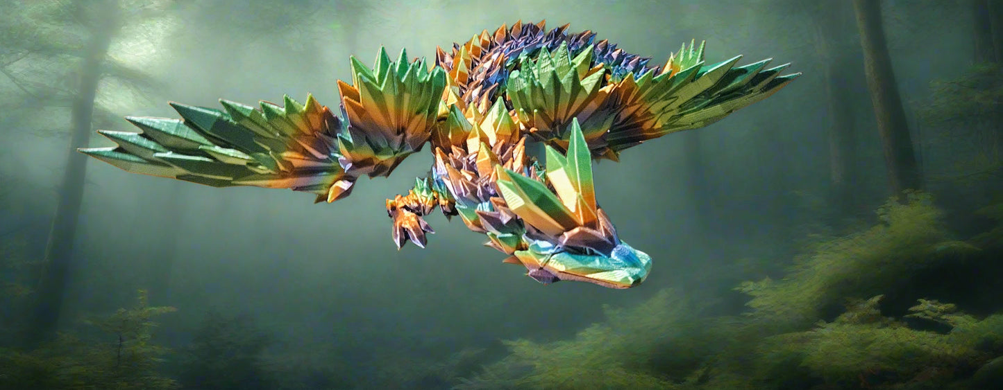 Mystical Crystalwing Dragon, Bookshelf Decor, Articulating, Room Decor, Dragon Toy, DND Decor, Lair Decor, Fidget, Relaxation, 3D Printed
