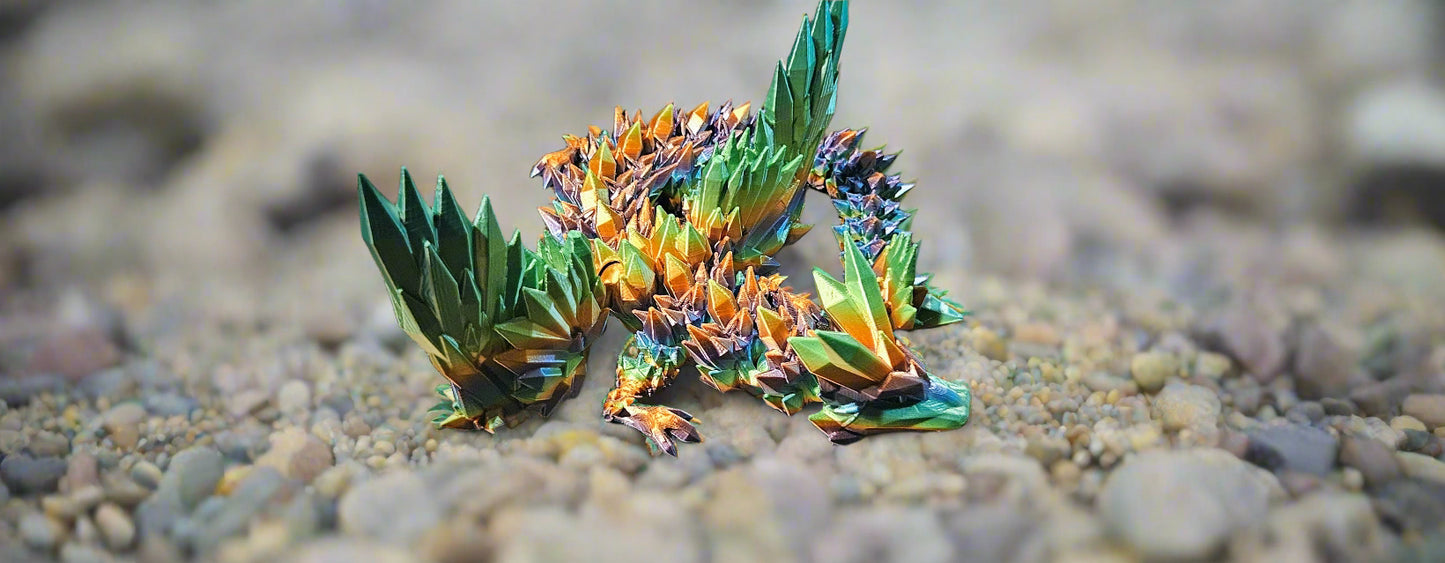 Mystical Crystalwing Dragon, Bookshelf Decor, Articulating, Room Decor, Dragon Toy, DND Decor, Lair Decor, Fidget, Relaxation, 3D Printed
