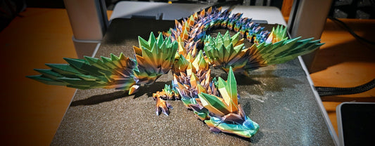 Mystical Crystalwing Dragon, Bookshelf Decor, Articulating, Room Decor, Dragon Toy, DND Decor, Lair Decor, Fidget, Relaxation, 3D Printed