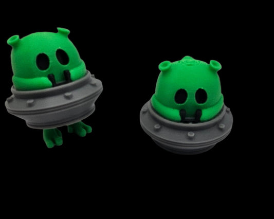 Mini Alien in a UFO with Articulating Feet Fidget Toy, Desk Toy, Collectible Figurine Keychain Charm 2 for $5