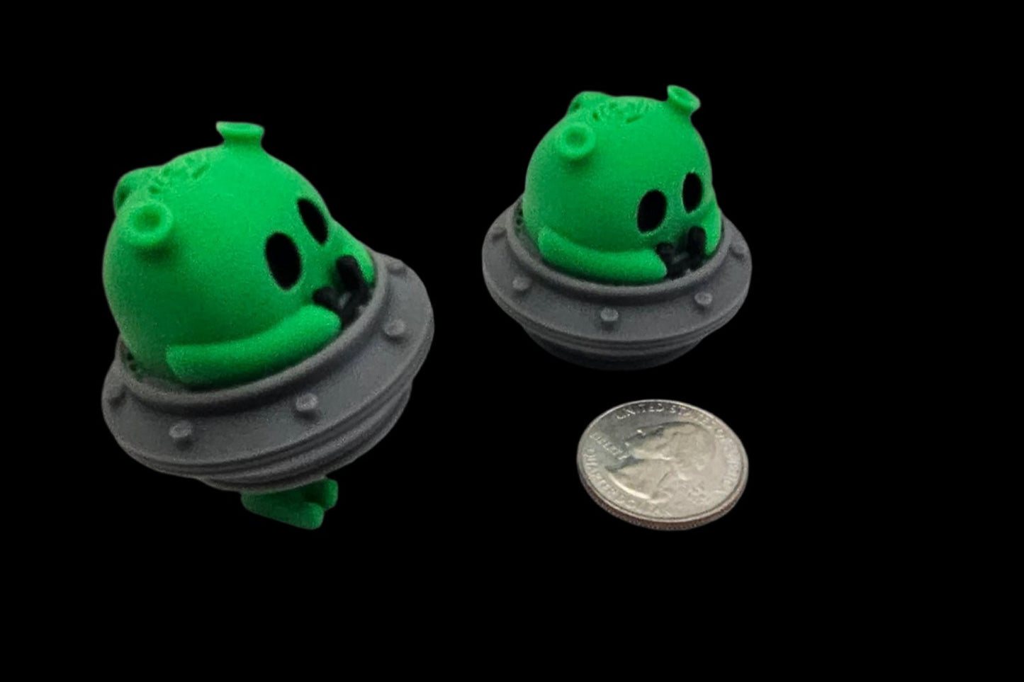 Mini Alien in a UFO with Articulating Feet Fidget Toy, Desk Toy, Collectible Figurine Keychain Charm 2 for $5