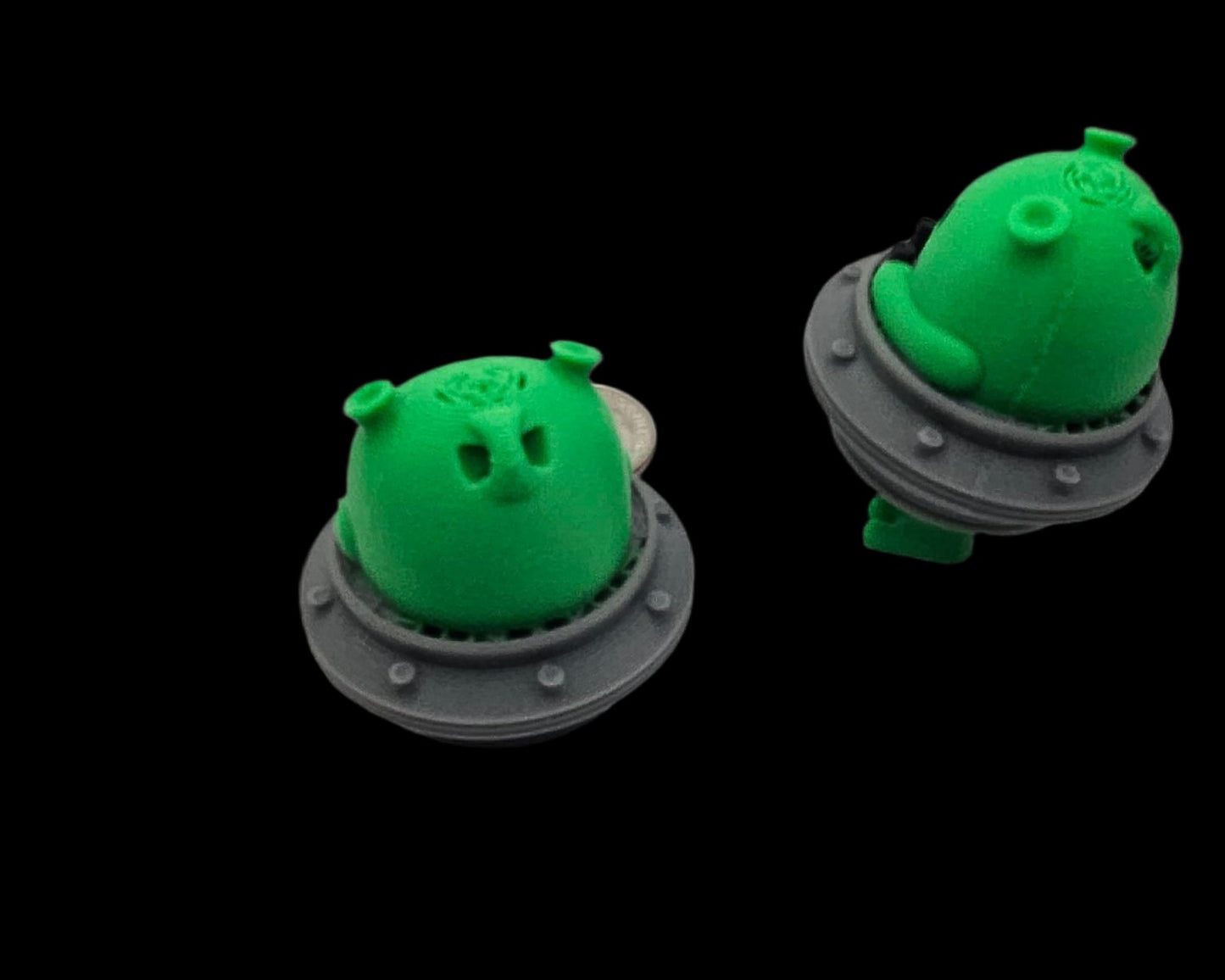 Mini Alien in a UFO with Articulating Feet Fidget Toy, Desk Toy, Collectible Figurine Keychain Charm 2 for $5