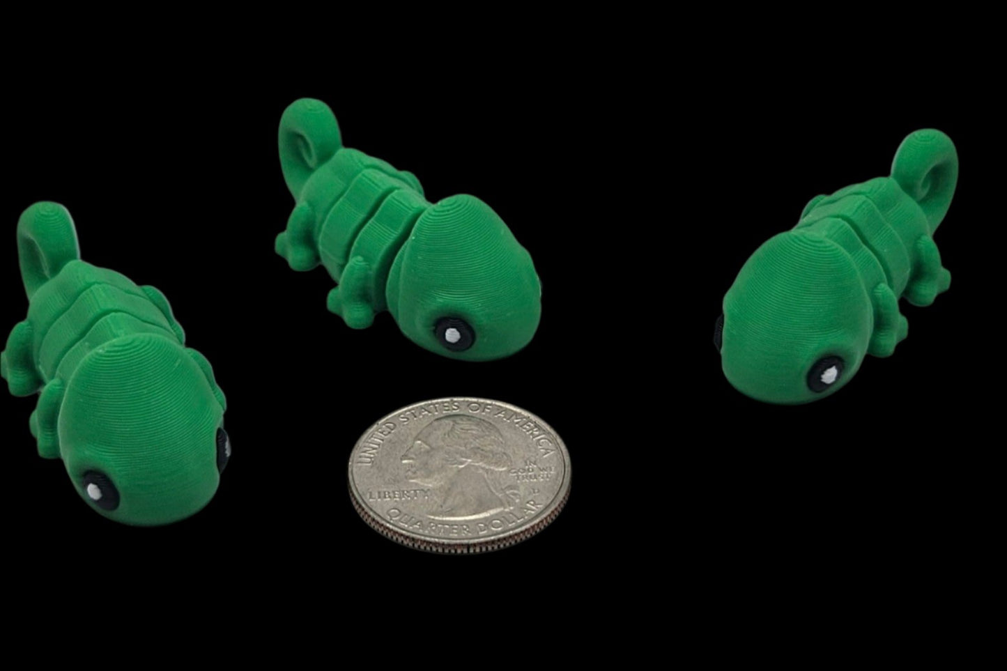 Articulating Baby Chameleon Fidget Toy, Desk Toy, Collectible Figurine Keychain Charm 2 Pack