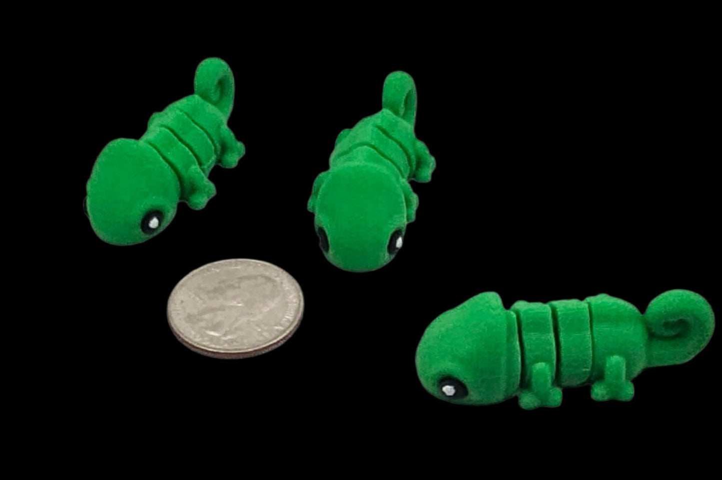 Articulating Baby Chameleon Fidget Toy, Desk Toy, Collectible Figurine Keychain Charm 2 Pack