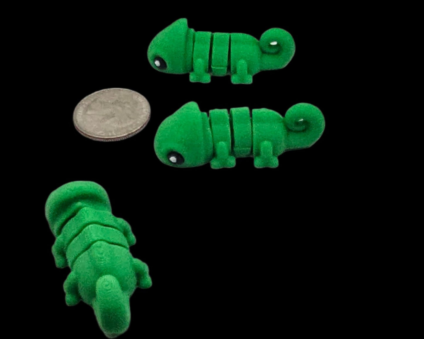 Articulating Baby Chameleon Fidget Toy, Desk Toy, Collectible Figurine Keychain Charm 2 Pack