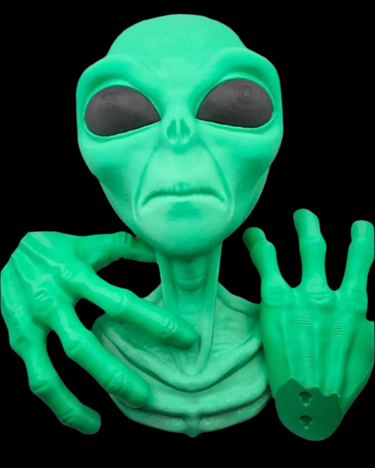 Hanging Alien Bust | 3D Printed Sci-Fi Wall Art | Extraterrestrial Decor for Home, Office, or Bedroom