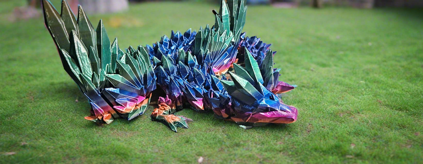 Mystical Crystalwing Dragon, Bookshelf Decor, Articulating, Room Decor, Dragon Toy, DND Decor, Lair Decor, Fidget, Relaxation, 3D Printed