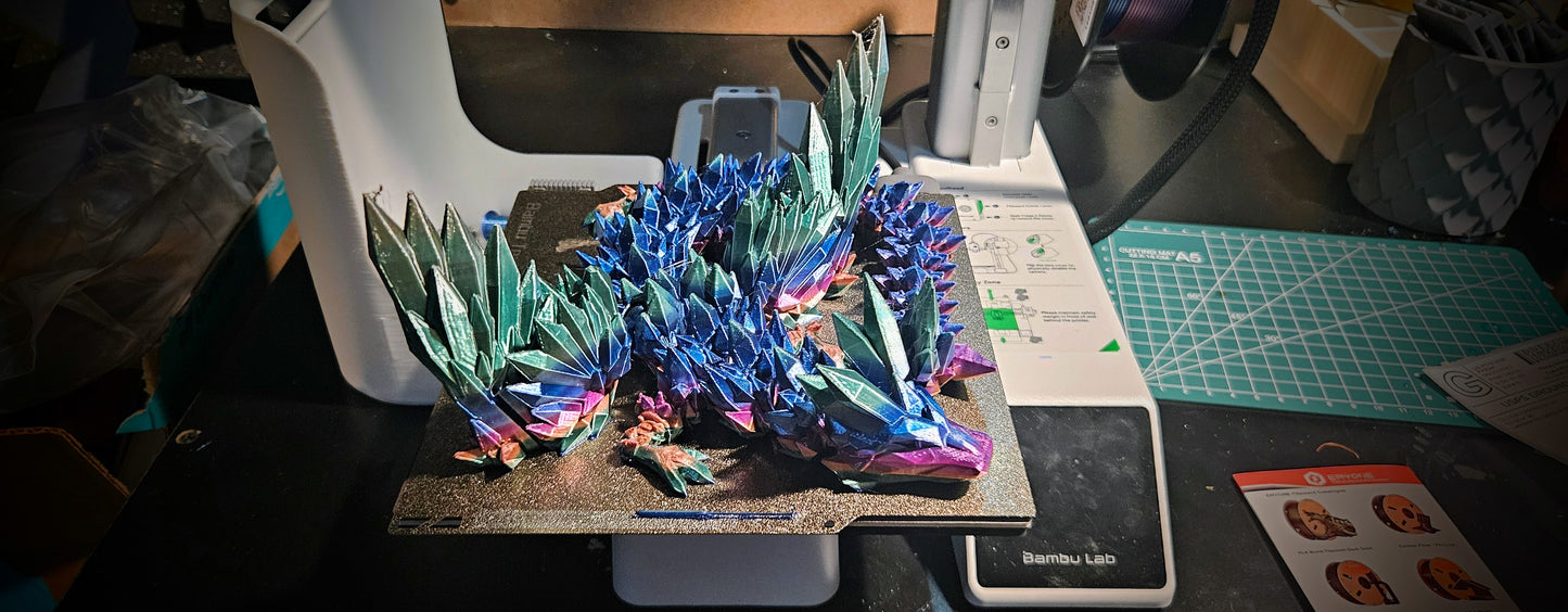 Mystical Crystalwing Dragon, Bookshelf Decor, Articulating, Room Decor, Dragon Toy, DND Decor, Lair Decor, Fidget, Relaxation, 3D Printed